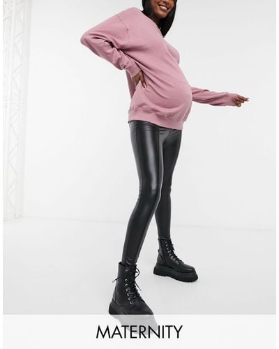 New Look Legging en imitation cuir avec empiècement recouvrant le ventre - Noir