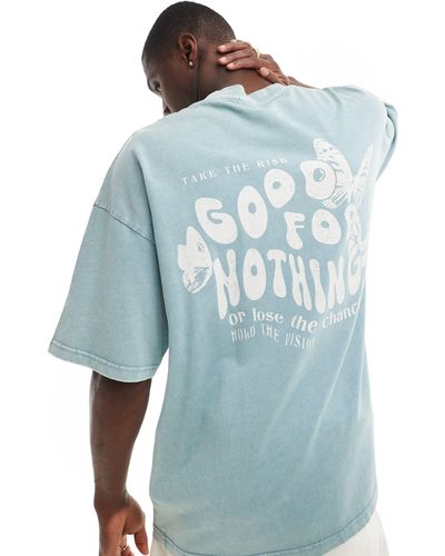 Good For Nothing Butterfly Graphic T-shirt - Blue