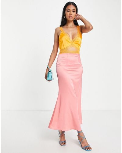 Never Fully Dressed Lace Cut-out Satin Midaxi Dress - Pink