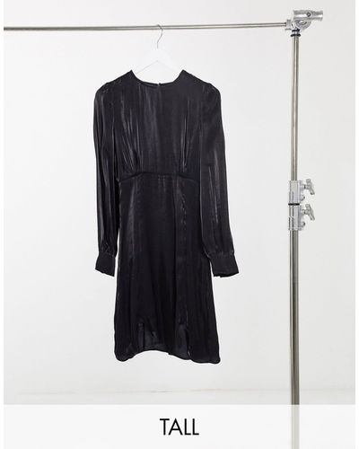 Y.A.S Y.a.s. Tall - Shine - Mini-jurk Met Zijdeachtige Kanten Afwerking - Zwart