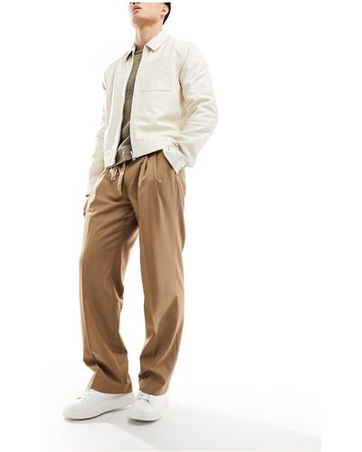 Sixth June Pantaloni da abito oversize marroni con cintura - Neutro