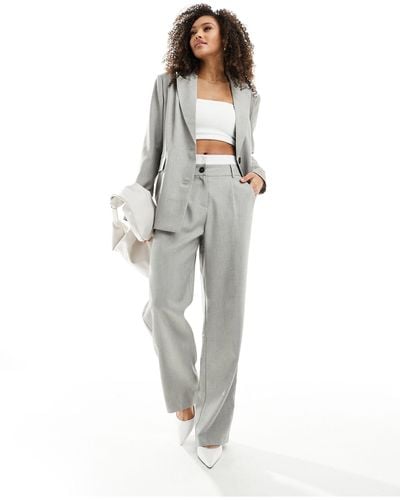 4th & Reckless Tailored Boxer Waist Detail Wide Leg Trousers Co-ord - Grey