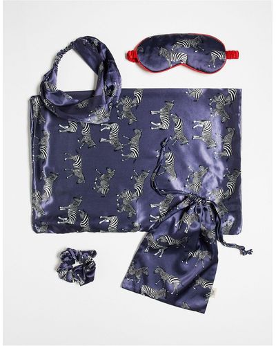 Chelsea Peers Satin 5 Piece Nightwear Gift Set - Blue
