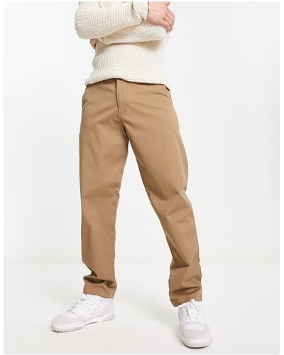 SELECTED Pantalon chino coupe droite - marron - Blanc