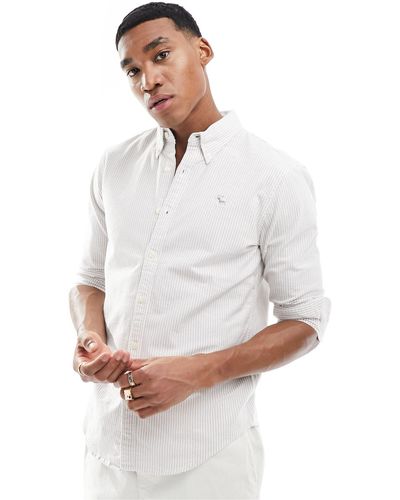 Abercrombie & Fitch Camisa tostada a rayas - Blanco