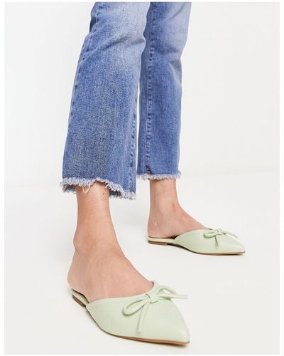 ASOS London Pointed Bow Ballet Mules - Blue