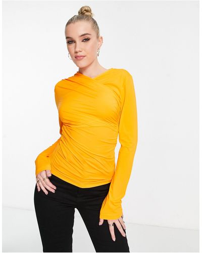 & Other Stories Wrap Front Long Sleeve Top - Yellow