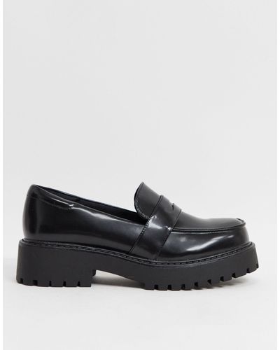 Monki June Chunky Faux Leather Loafer - Black