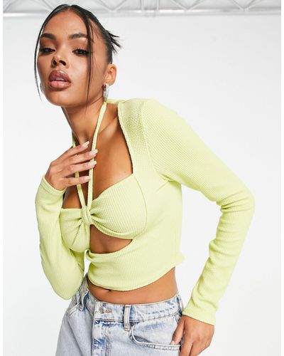 ASOS Long Sleeve Top With Bra Detail - Green