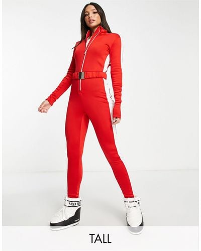 Threadbare Tall Ski Belted Jumpsuit - Red
