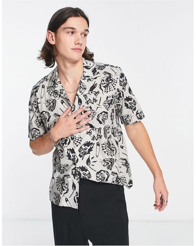 Twisted Tailor Decker - Overhemd Met Reverskraag En Korte Mouwen - Wit