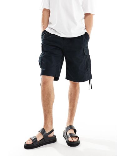 Jack & Jones – weit geschnittene cargo-shorts aus ripstop - Schwarz