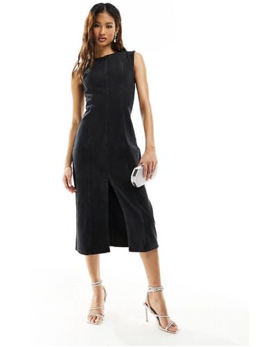 Abercrombie & Fitch Denim Midi Dress - Black