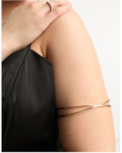 ASOS Asos Design Curve Arm Cuff With Crossover Design - Black