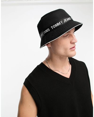Tommy Hilfiger Bucket Hat Met Verhoogde Logobies - Zwart
