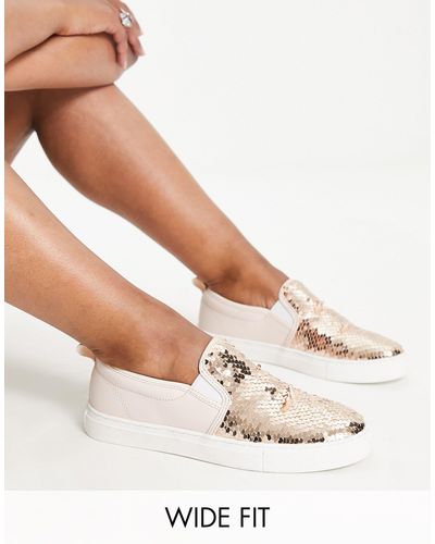 ASOS Dreamy - baskets pointure large à enfiler - sequins s - Métallisé