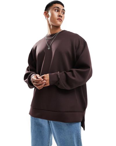 ASOS Extreme Oversized Scuba Sweatshirt With Hem Detail - Brown