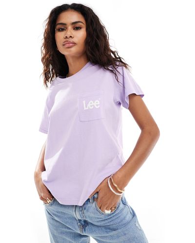 Lee Jeans Camiseta lila con logo en el bolsillo - Morado
