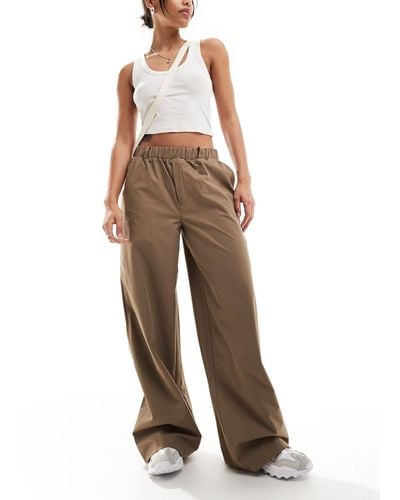 Noisy May High Waisted Wide Leg Trouser - Natural