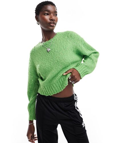 Monki – strukturierter pullover aus wollmix - Grün