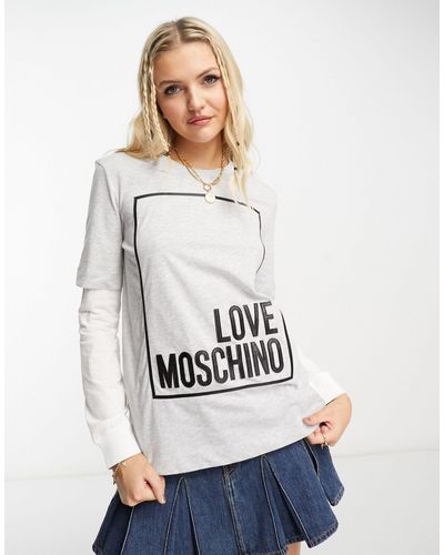 Love Moschino Double Layer Logo Box Top - White