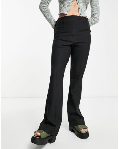 SELECTED Femme Structured Flared Trousers With Pintuck - Black