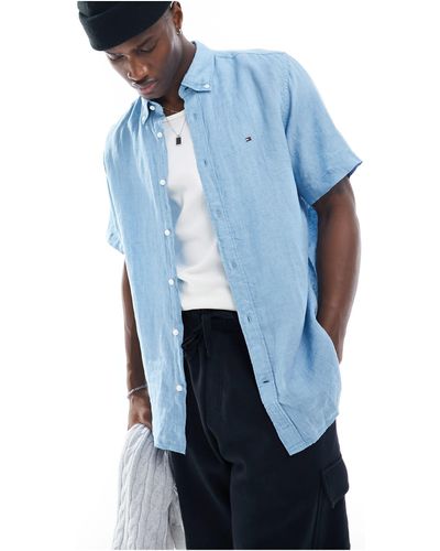 Tommy Hilfiger Pigment Dyed Linen Regular Fit Shirt - Blue