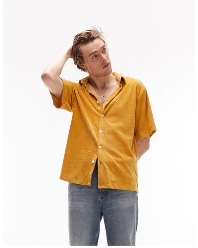 TOPMAN Velour Shirt - Yellow