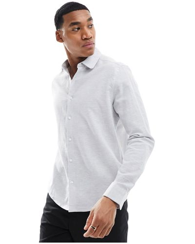 ASOS Regular Smart Linen Shirt With Penny Collar - White