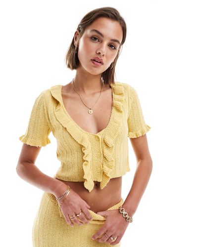 ASOS Knitted Frill Top Co-ord - Yellow