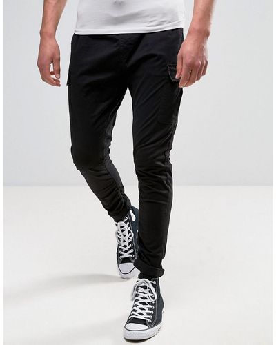 Pull&Bear Relaxed Cargo Trousers In Black