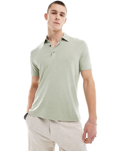 Abercrombie & Fitch Open Collar Linen Polo - White