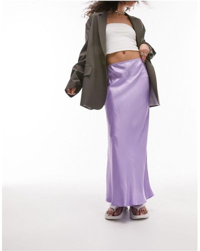TOPSHOP Satin Bias Maxi Skirt - Purple