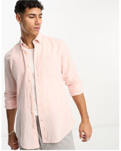 Ben Sherman – langärmliges hemd aus leinen - Pink