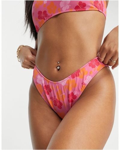 PacSun Slip bikini con stampa di ibisco - Rosso