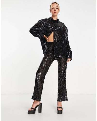 4th & Reckless Sequin Trousers - Black