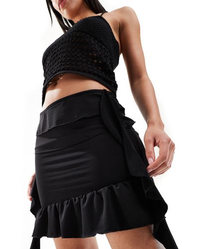 Pieces Festival Frill Detail Mini Skirt - Black