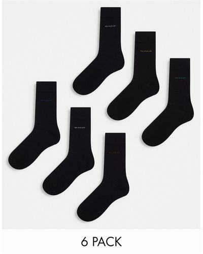 GANT Confezione da 6 paia di calzini neri con logo piccolo - Nero