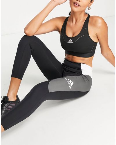 adidas Originals Adidas training - leggings 7/8 neri color block con logo - Nero