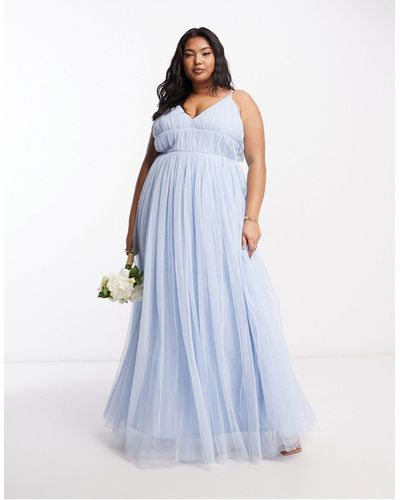 Beauut Plus – bridesmaid – mehrlagiges maxikleid aus tüll - Blau