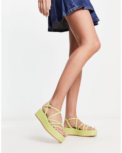 Schuh Esclusiva - taya - sandali color lime con fascette sottili e suola flatform - Bianco