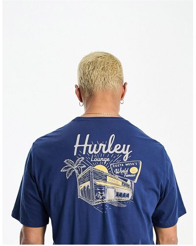 Hurley T-shirt blu con stampa sul retro