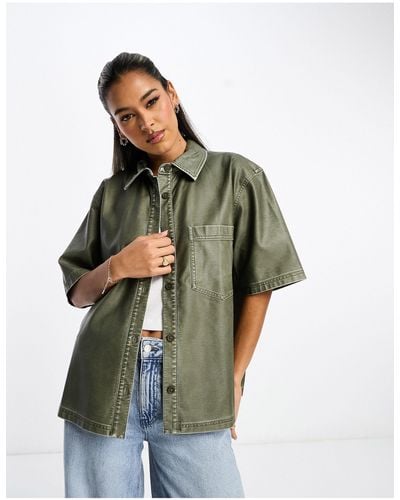 ASOS Faux Leather Shirt - Green