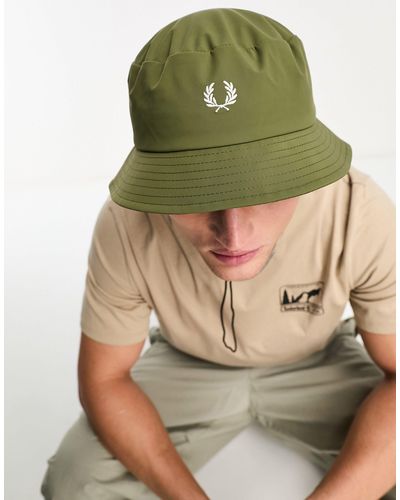 Fred Perry Bucket Hat With Cord - Green