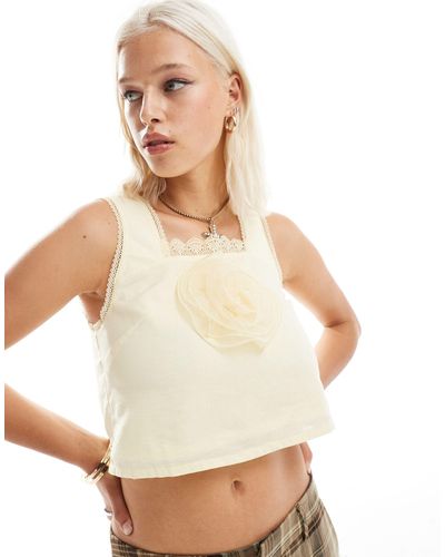 Labelrail X Daisy Birchall Cotton Camisole Top With Oversized Corsage - White