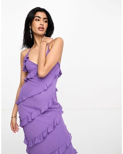 Pretty Lavish Tiered Ruffle Maxi Dress - Purple
