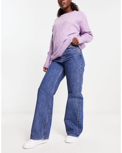 Monki Noaki - jeans ampi a vita bassa color la lune - Blu