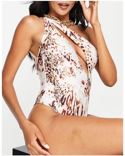 Free Society One Shoulder Cut Out Swimsuit - Multicolour