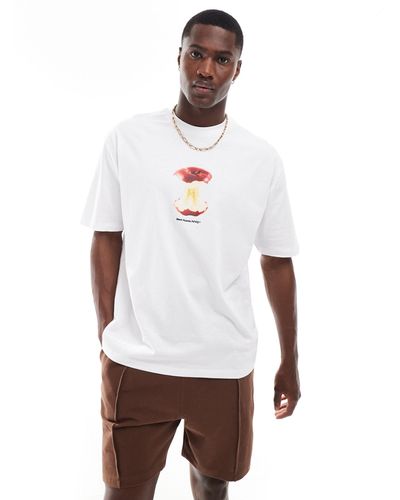 ASOS T-shirt oversize avec imprimé pomme devant - Blanc