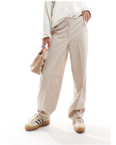 Vila Wide Tapered Leg Tailored Trousers - White
